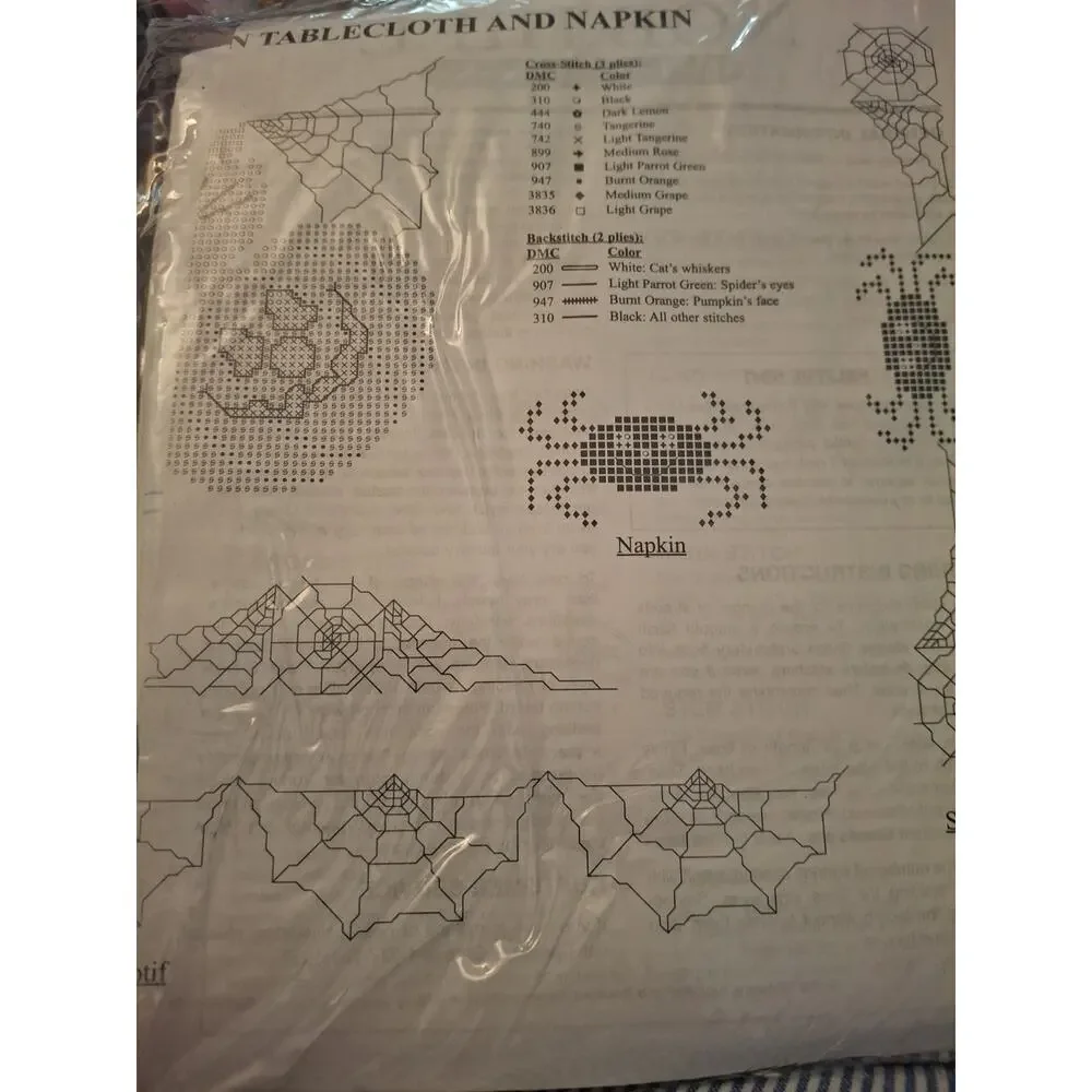 Nob Hill Linens Happy Halloween Tablecloth 50 X 70” Cross Stitch Opened